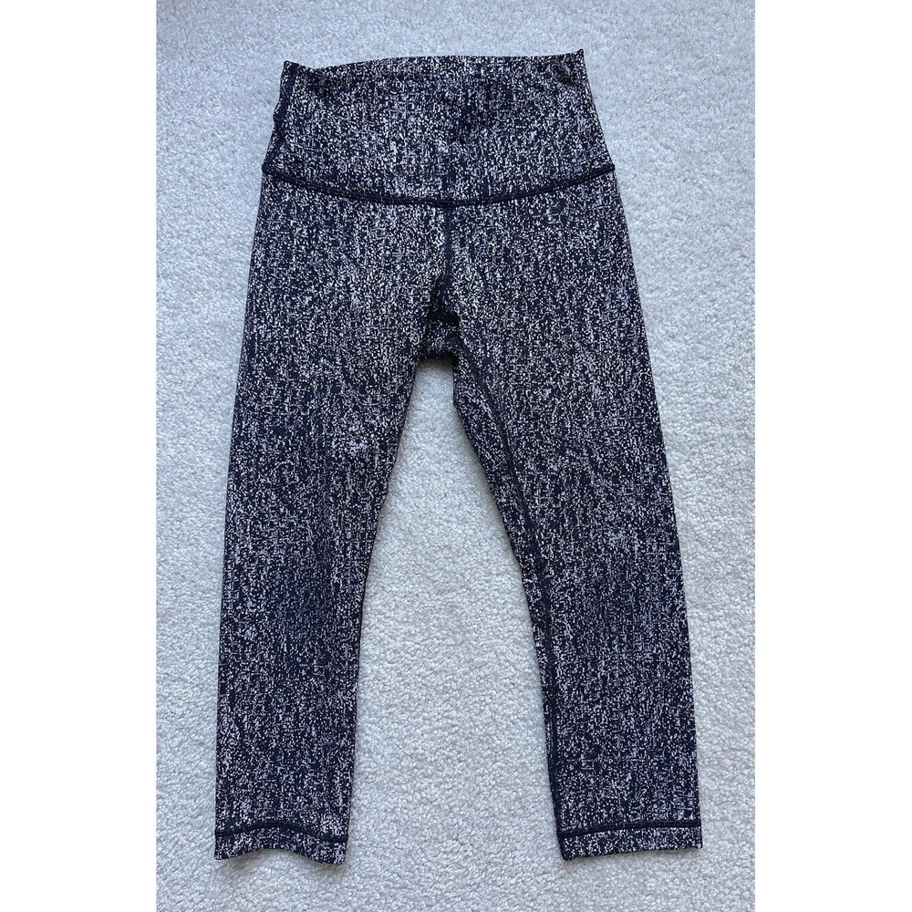 Lululemon Black White Speckle Wunder Under Capri Leggings Size 4